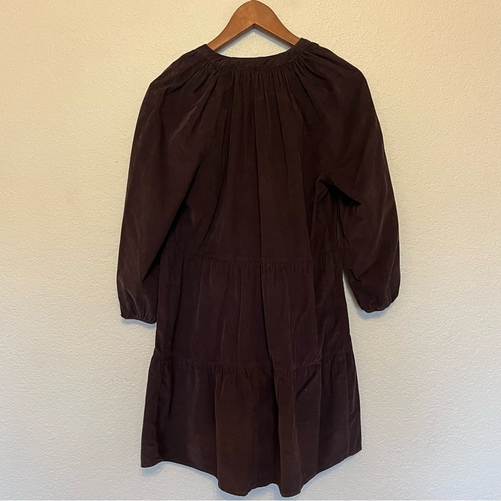 Sonoma Brown Corduroy Long Sleeve Tiered Waist Dress Women's Small - Picture 7 of 11